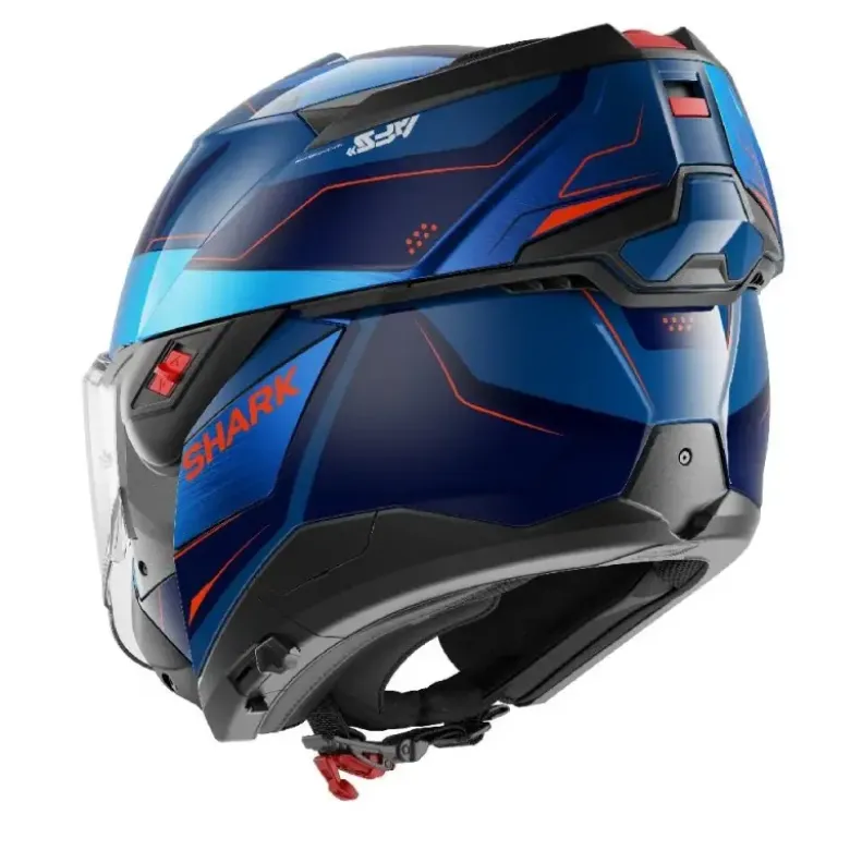Casco Modulare Shark Oxo Mekarium Blu Cromo Arancione