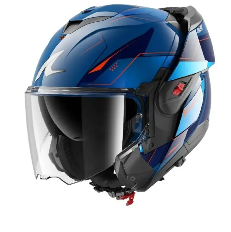 Casco Modulare Shark Oxo Mekarium Blu Cromo Arancione