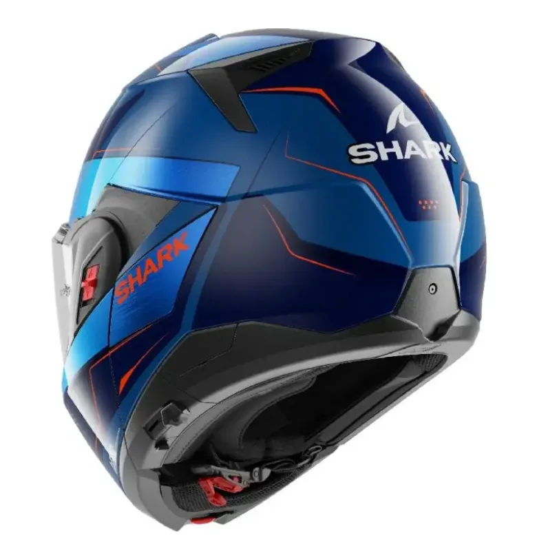 Casco Modulare Shark Oxo Mekarium Blu Cromo Arancione