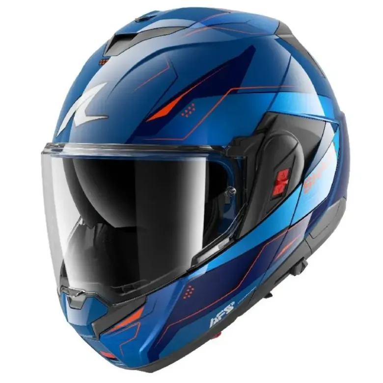Casco Modulare Shark Oxo Mekarium Blu Cromo Arancione
