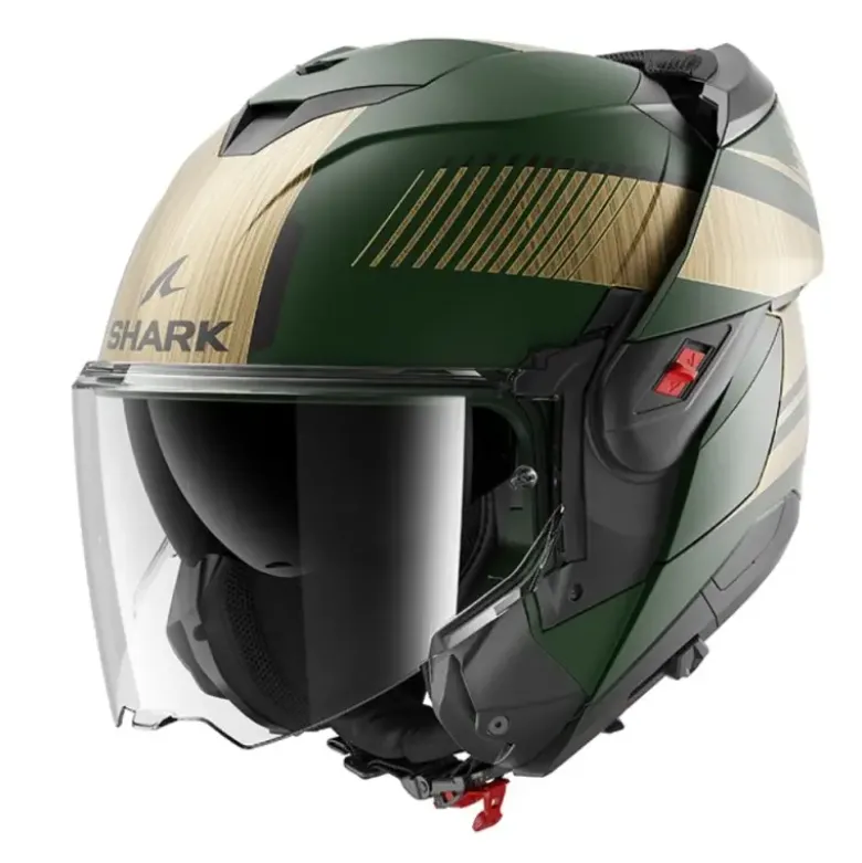 Casco Modulare Shark Oxo Sikter Verde Opaco Chrome Oro