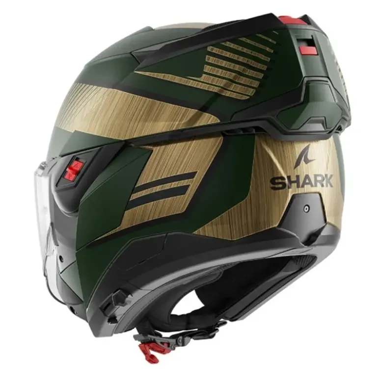 Casco Modulare Shark Oxo Sikter Verde Opaco Chrome Oro