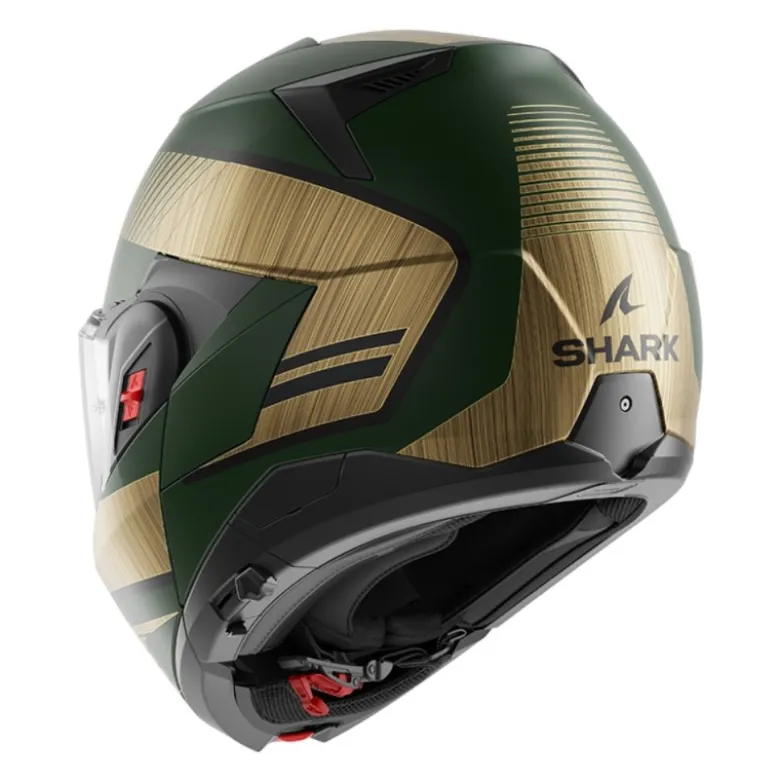 Casco Modulare Shark Oxo Sikter Verde Opaco Chrome Oro