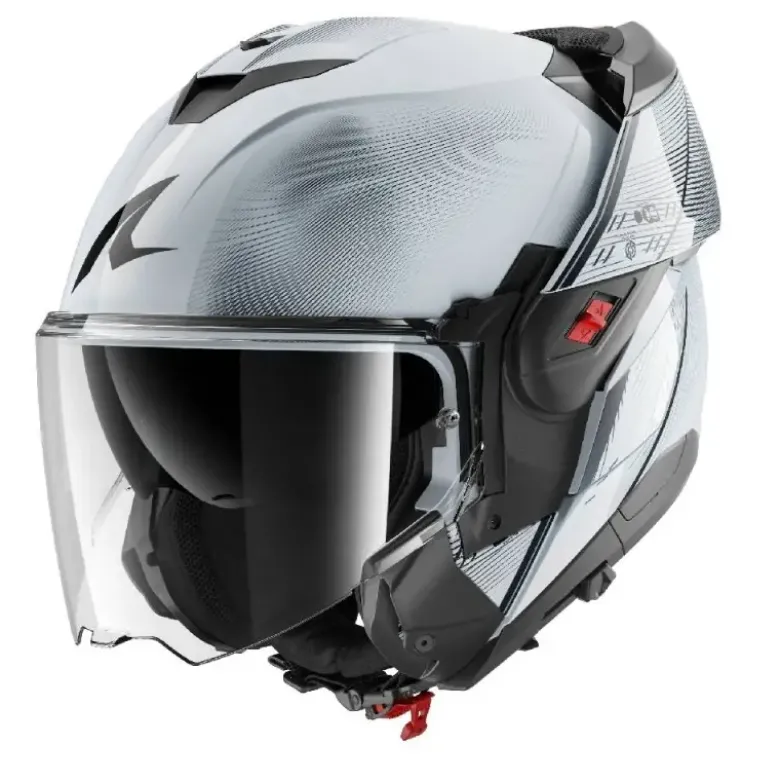 Casco Modulare Shark Oxo Speed Tech Silver Bianco Nero Lucido