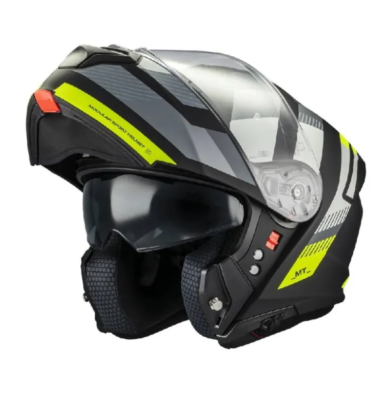 Casco Modulari Mt Helmets Fu935Sv Genesis Sv B13 Stroke Nero Grigio Giallo Opaco