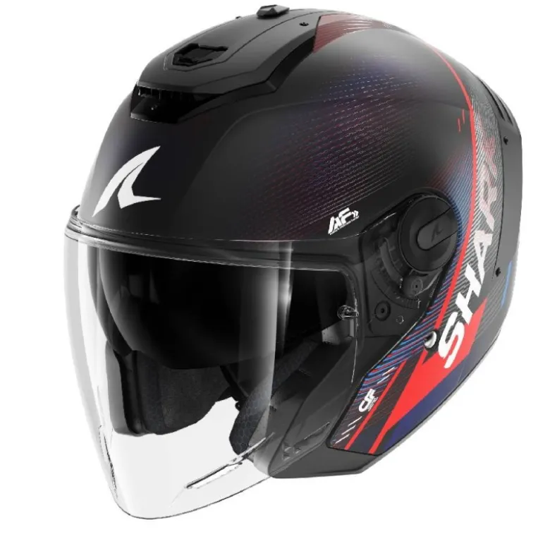 Casco Shark Rs Jet Speed-Tech Blu Rosso Carbon