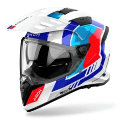 Casco Touring Airoh Bandit Horn Blu Rosso Bianco Lucido