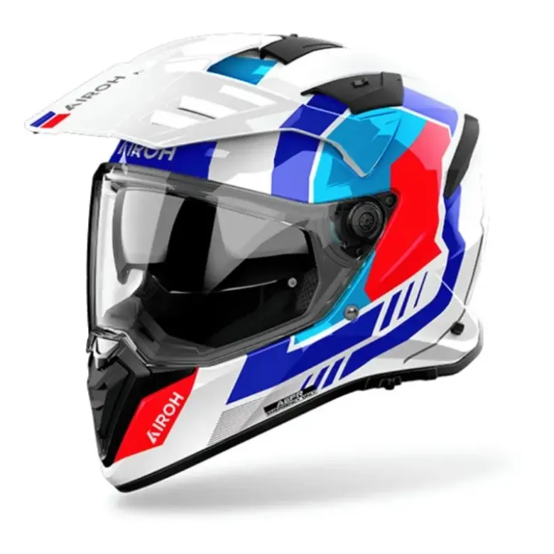 Casco Touring Airoh Bandit Horn Blu Rosso Bianco Lucido