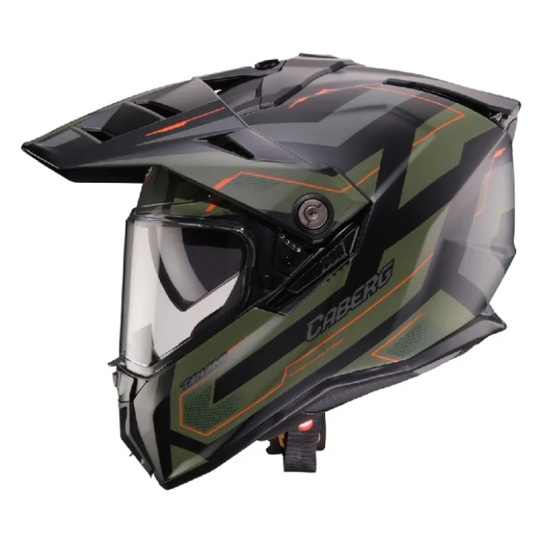 Casco Touring Caberg Tanami Ranger Nero Opaco Verde Militare Arancione