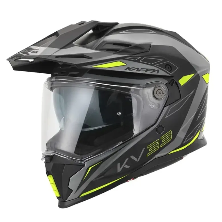 Casco Touring Kappa KV33 Enduro Wizard Grigio Opaco Nero Giallo