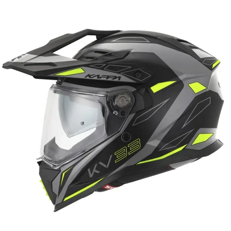 Casco Touring Kappa KV33 Enduro Wizard Grigio Opaco Nero Giallo