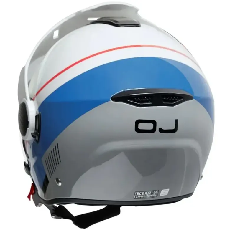 Casco Touring OJ Viaggio ADV Bianco Rosso Blu
