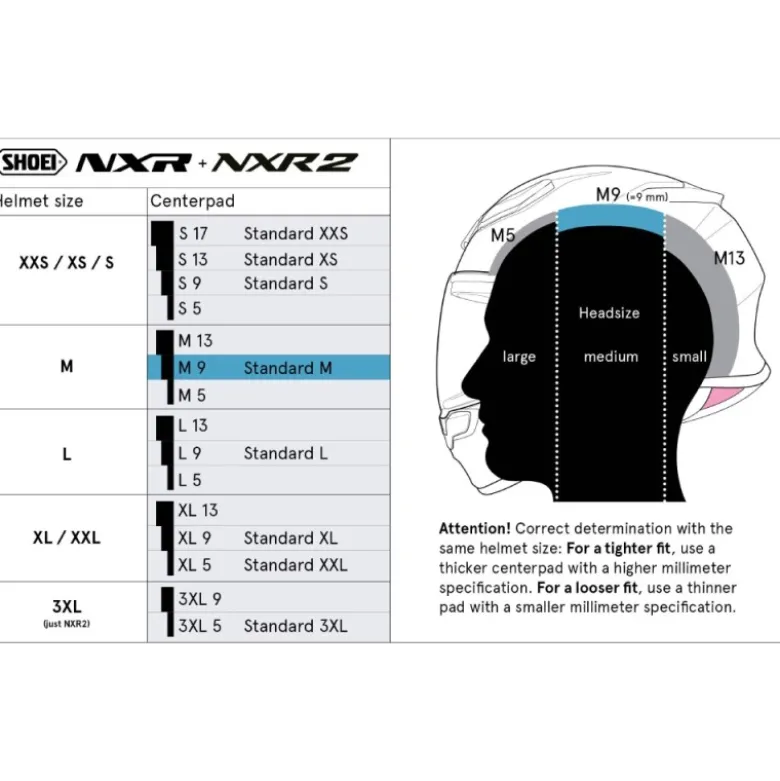 Cuffia Shoei Type-E Center Pad M9 Per Caschi NXR / NXR 2