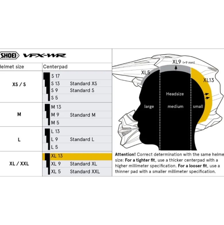 Cuffia Shoei Type-M Center Pad XL13 Per Caschi VFX-WR / VFX-WR 06
