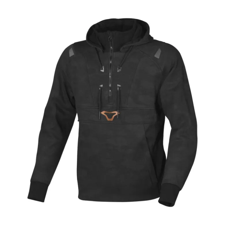 Felpa Con Cappuccio In Tessuto Macna Byron Nero Grigio