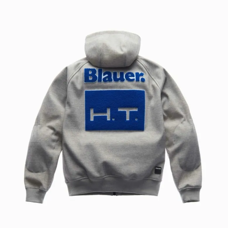 Felpa In Tessuto Blauer Easy Man Open Hoody Luna Melange Blu