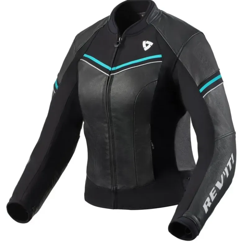 Giacca Donna In Pelle Revit Median Ladies Black Turquoise