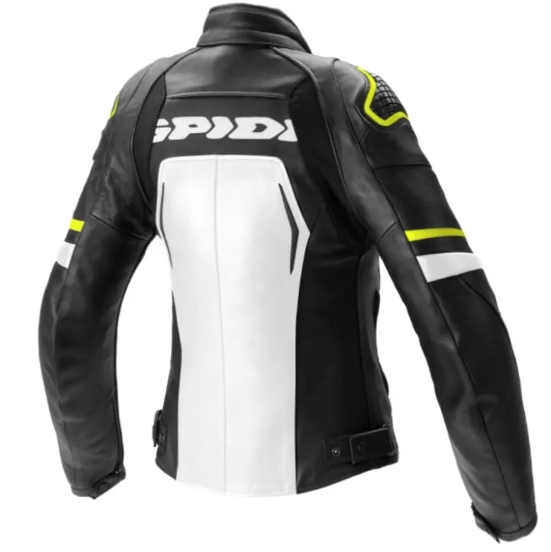 Giacca Donna in Pelle Spidi Evorider 2 Lady Nero Giallo Fluo