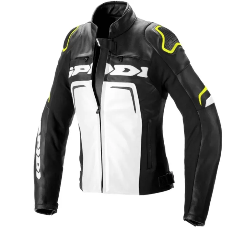 Giacca Donna in Pelle Spidi Evorider 2 Lady Nero Giallo Fluo