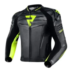 Giacca In Pelle Rebelhorn Vandal Nero Giallo Fluo