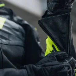 Giacca In Pelle Rebelhorn Vandal Nero Giallo Fluo