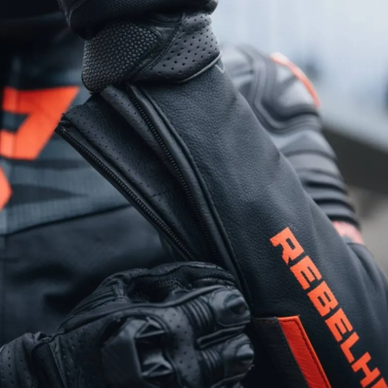 Giacca In Pelle Rebelhorn Vandal Nero Rosso