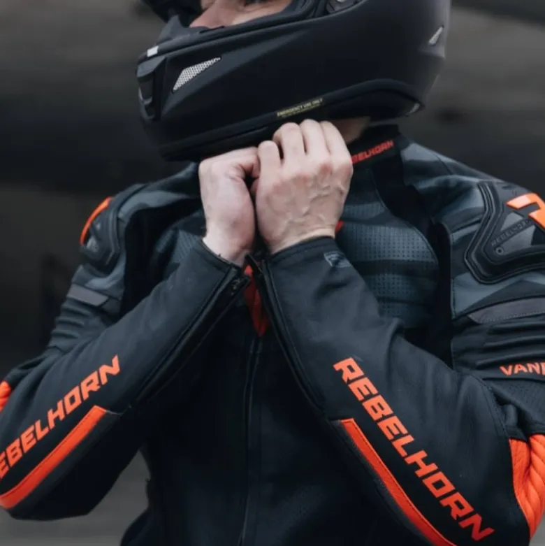 Giacca In Pelle Rebelhorn Vandal Nero Rosso
