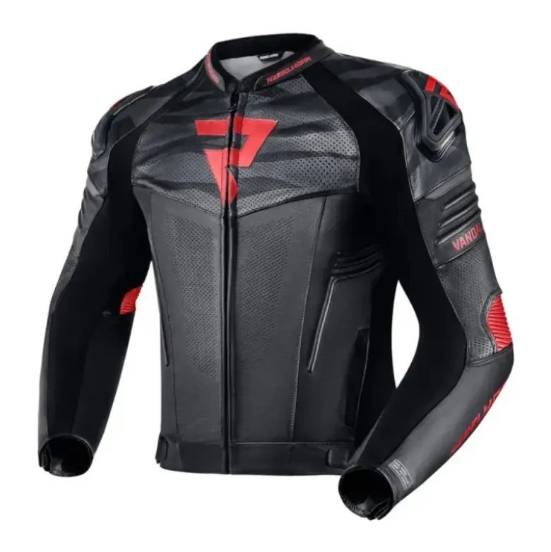 Giacca In Pelle Rebelhorn Vandal Nero Rosso