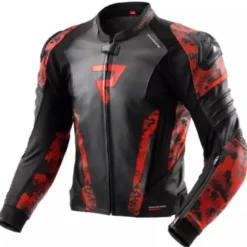 Giacca In Pelle Rebelhorn Veloce Camo Nero Rosso Fluo