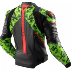 Giacca In Pelle Rebelhorn Veloce Camo Nero Verde Rosso Fluo