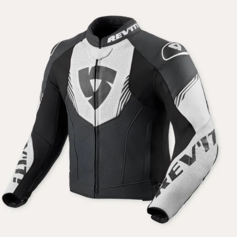 Giacca In Pelle Revit Argon 3 Nero Bianco