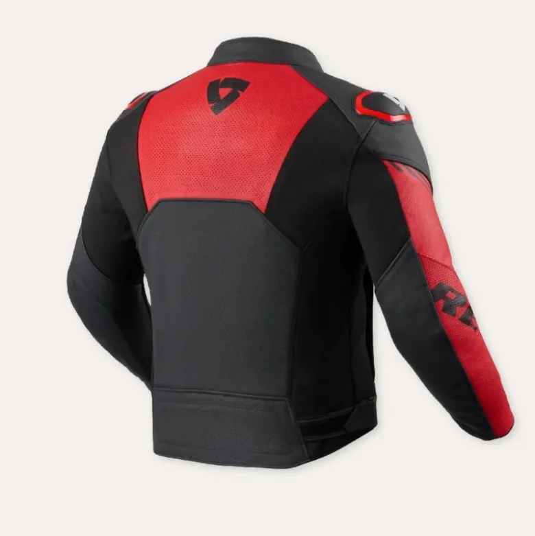 Giacca In Pelle Revit Argon 3 Nero Neon Rosso