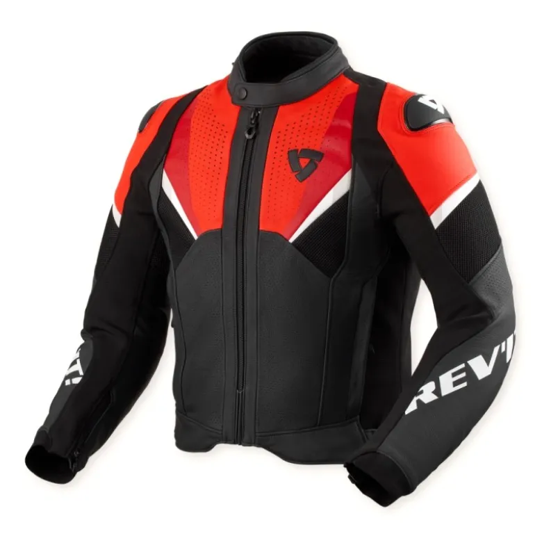 Giacca In Pelle Revit Automate Nero Neon Rosso