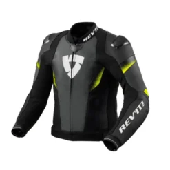 Giacca In Pelle Revit Control Nero Giallo Neon
