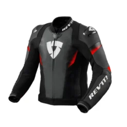Giacca In Pelle Revit Control Nero Neon Rosso