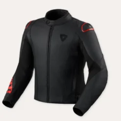 Giacca In Pelle Revit Quadratic Nero Neon Rosso