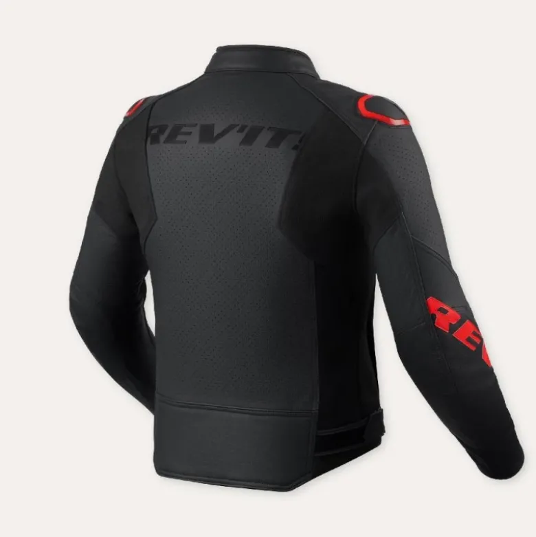 Giacca In Pelle Revit Quadratic Nero Neon Rosso