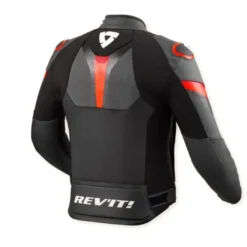 Giacca In Pelle Revit Quantum 3 Nero Neon Rosso