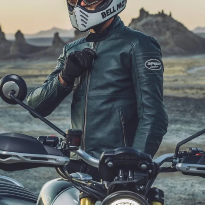 Giacca in Pelle Spidi Clubber Verde Ghiaccio