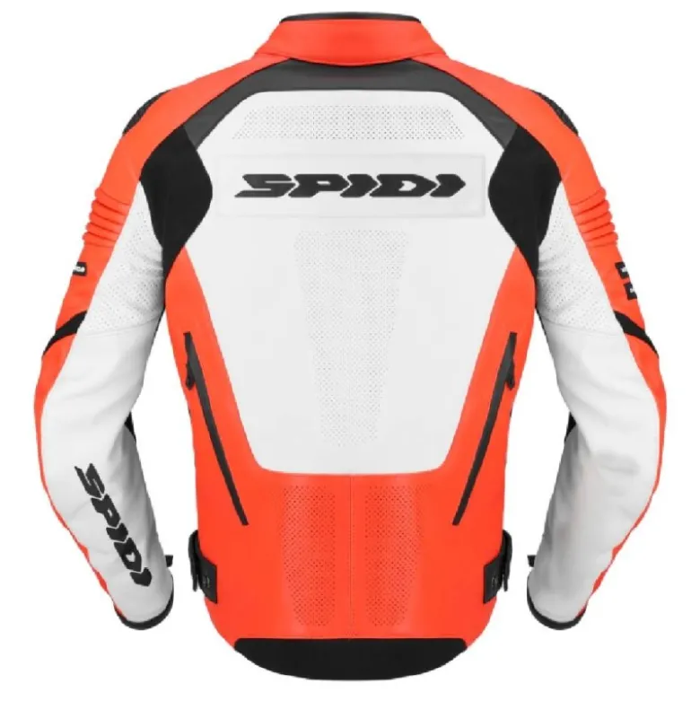 Giacca In Pelle Spidi Hyper-V Pro Perforated Rosso Fluo Bianco Nero