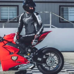 Giacca in Pelle Spidi Track Warrior Nero Bianco