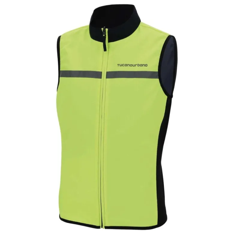 Gilet In Tessuto Antivento Tucano Urbano Nano Switch Gilet Blu Scuro Giallo Fluo