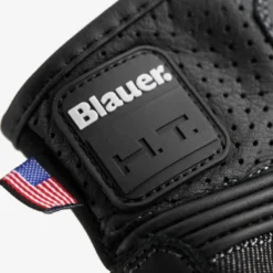 Guanti In Pelle E Tessuto Blauer Digit Nero