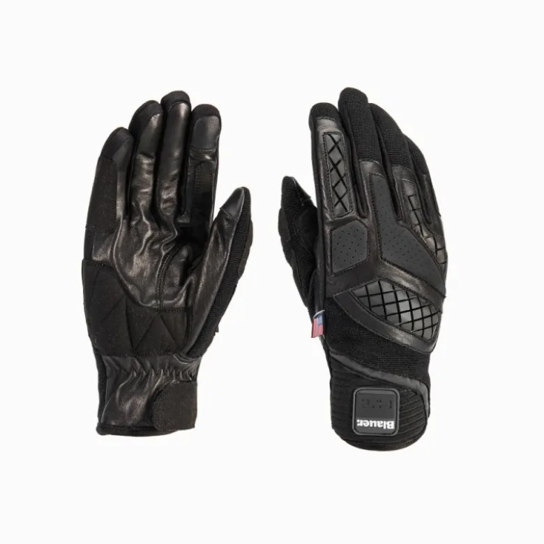 Guanti In Pelle E Tessuto Blauer Urban Sport Nero