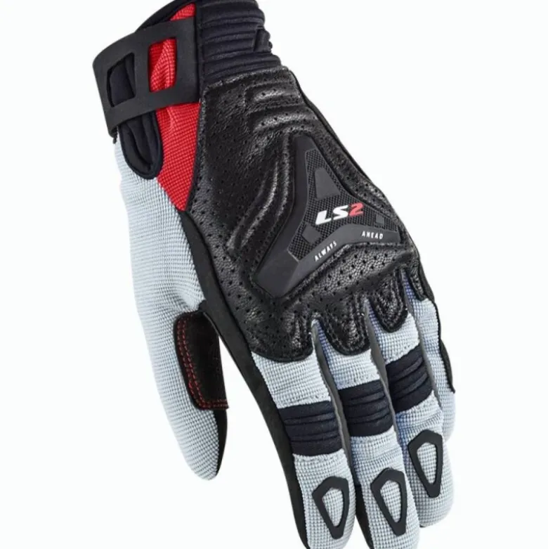 Guanti in Pelle e Tessuto Donna Ls2 All Terrain Grigio Rosso