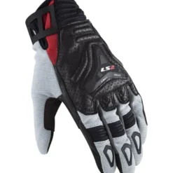 Guanti in Pelle e Tessuto Ls2 All Terrain Grigio Rosso