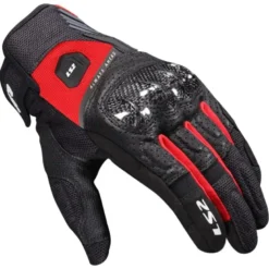 Guanti In Pelle E Tessuto LS2 Atom Nero Rosso