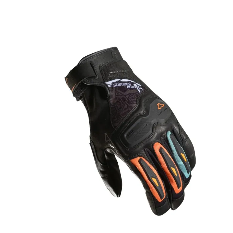 Guanti In Pelle E Tessuto Macna Haros Rok Bagoros Nero Grigio Arancio