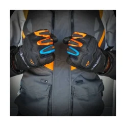 Guanti In Pelle E Tessuto Macna Haros Rok Bagoros Nero Grigio Arancio