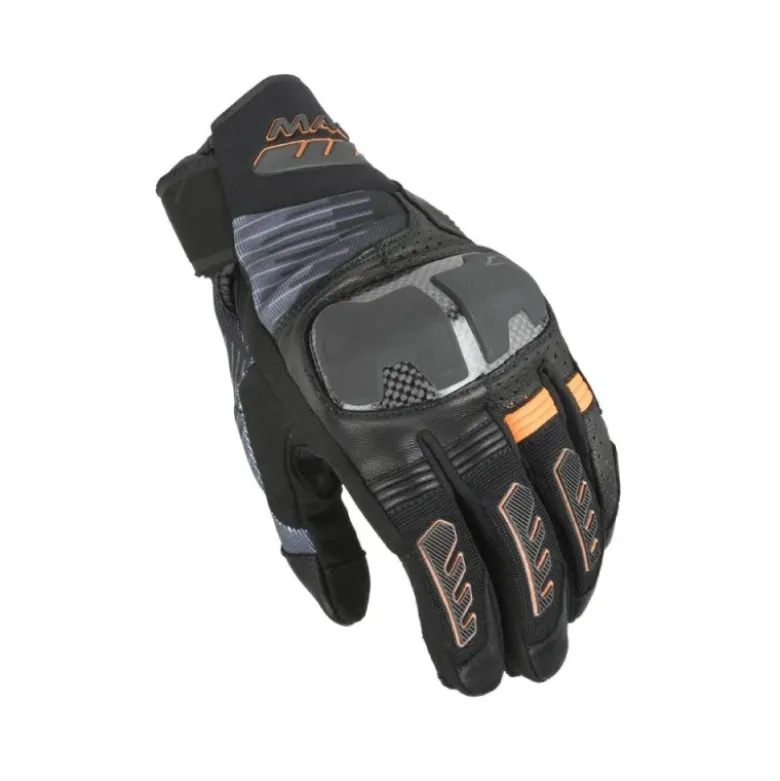 Guanti In Pelle e Tessuto Macna Rime 2.0 Nero Arancione